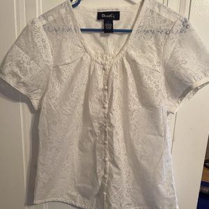 Denim & Co Sheer Short sleeve button up blouse